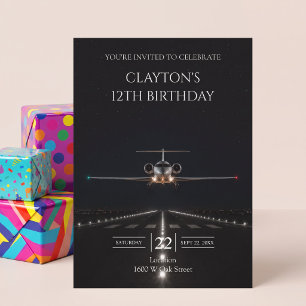 Executive Luxury Jet Arrival Birthday Party Invitation
