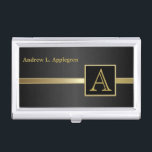 Executive Masculine Style | Monogram Business Card Holder<br><div class="desc">Professional Business Card Holders. ✔NOTE: ONLY CHANGE THE TEMPLATE AREAS NEEDED! 😀 If needed, you can remove the text and start fresh adding whatever text and font you like. 📌If you need further customisation, please click the "Click to Customise further" or "Customise or Edit Design" button and use our design...</div>
