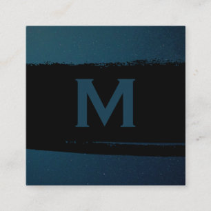 Executive Monogram   Black Brushed   Corporate Square Business Card