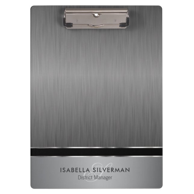Executive Monogram Design - Brush Steel Clipboard (Front)