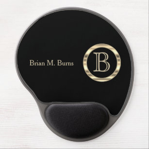 Executive Monogram Design   Classic Black Sheen Gel Mouse Pad