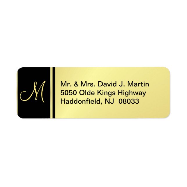 Executive Monogram Labels - Gold & Black (Front)