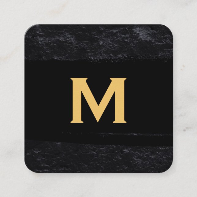 Executive Monogram | Slate Brushed Square Business Card (Front)