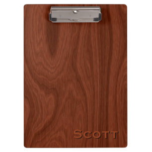 Executive Monogrammed Name Mahogany Wood Look Clipboard