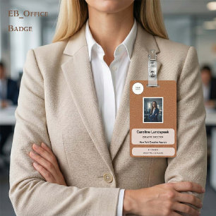 Executive Natural Brown Leather Custom Logo Photo ID Badge