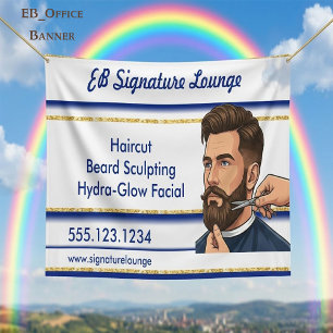 Executive Navy Blue & Gold Stripes Hairdresser  Banner