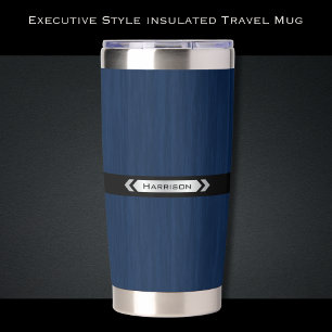 Executive Navy Blue Monogram Premium Travel Mug Insulated Tumbler