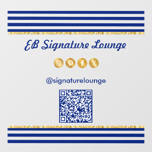 Executive Navy Blue Stripes & Gold QR Code