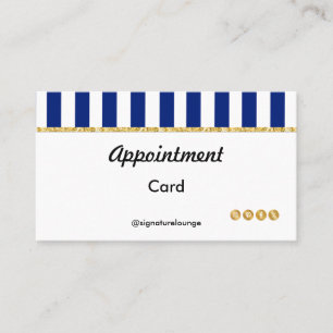 Executive Navy Blue Stripes & Gold Reminder Appointment Card