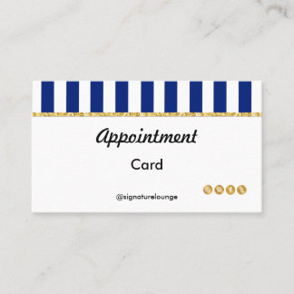 Executive Navy Blue Stripes & Gold Reminder Appointment Card