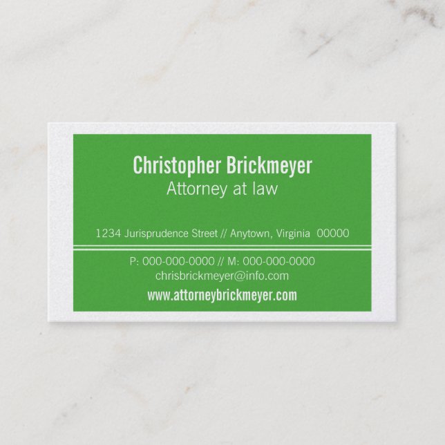 Executive Professional Business Card, Green Card (Front)