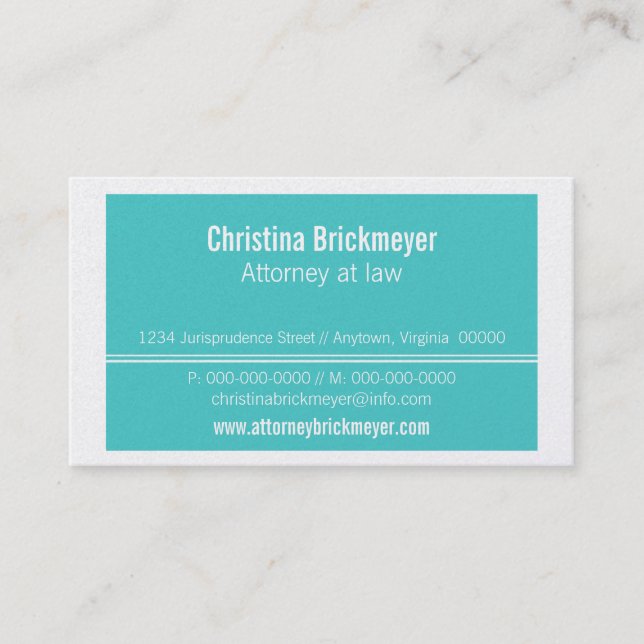 Executive Professional Business Card, Turquoise Card (Front)