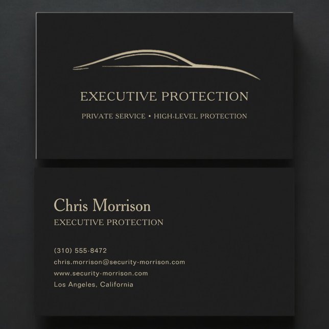 Executive Protection Bodyguard Black & Gold Business Card (Creator Uploaded)