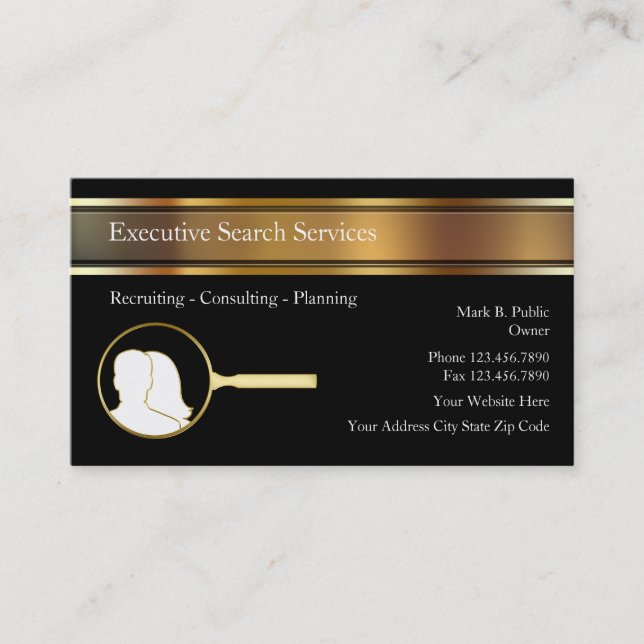 Executive Search Employment Agency Business Cards (Front)