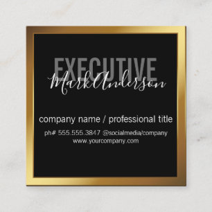 Executive Signature Series Gold Border Square Business Card