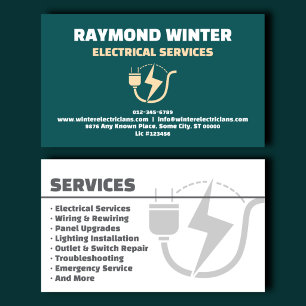 Executive Teal Electrician Business Card