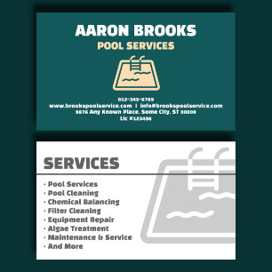 Executive Teal Pool Service Business Card