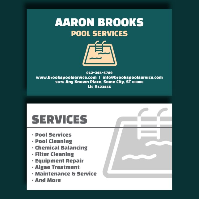 Executive Teal Pool Service Business Card (Creator Uploaded)