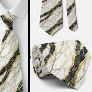 Executive Tie   Luxury Marble B&W + Gold