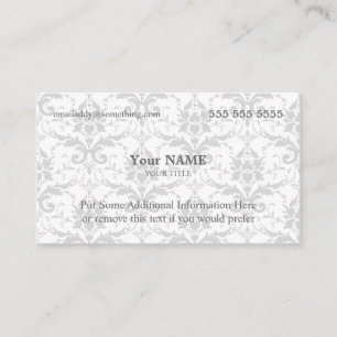 Executive White and Grey Damask Business Card