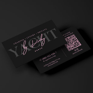 Executive Yacht Charter Minimal Pink Black Business Card