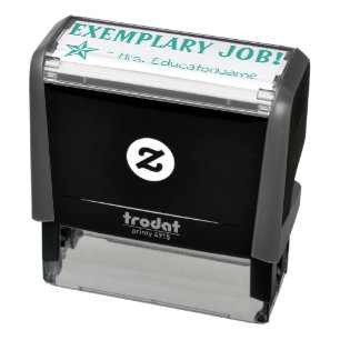 "EXEMPLARY JOB!" + Teacher Name Rubber Stamp