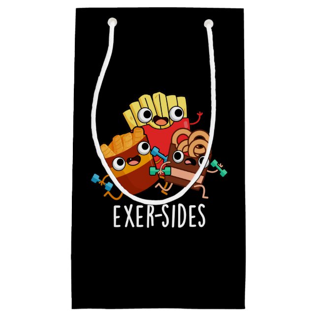 Exer-sides Funny Exercise Pun Dark BG Small Gift Bag (Front)
