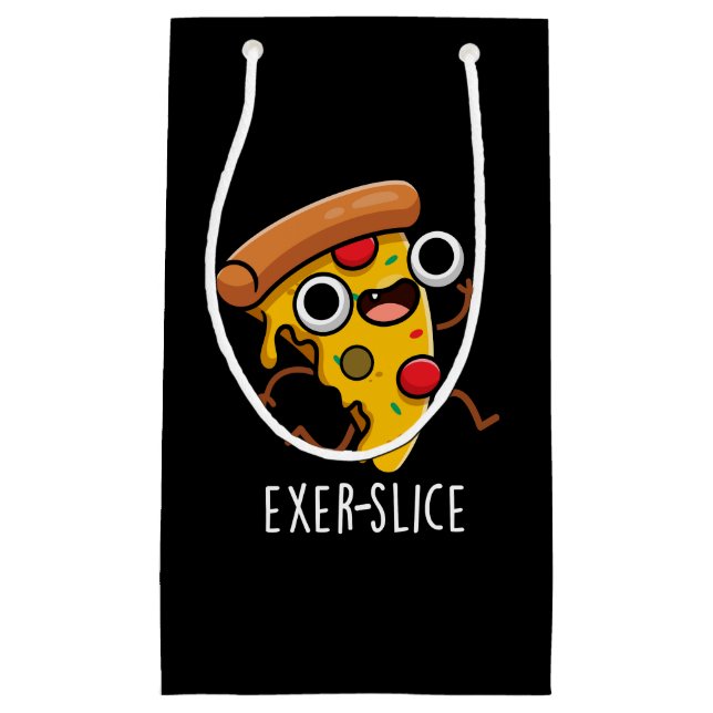 Exer-slice Funny Pizza Pun Dark BG Small Gift Bag (Front)