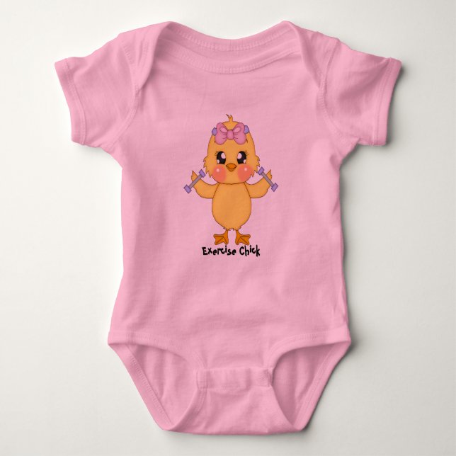Exercise Chick (customisable) Baby Bodysuit (Front)