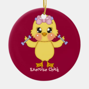 Exercise Chick (customisable) Ceramic Tree Decoration