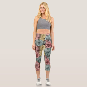 Exercise Colourful Floral yoga  Capri Leggings