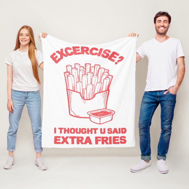 Exercise I thought u said extra fries - Fries Love Fleece Blanket (In Situ)