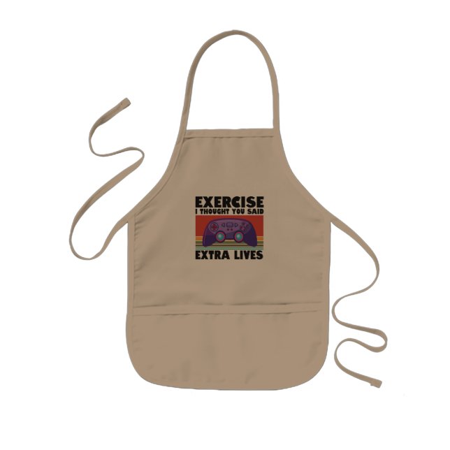 Exercise I Thought You Said Extra Lives Gaming Kids Apron (Front)