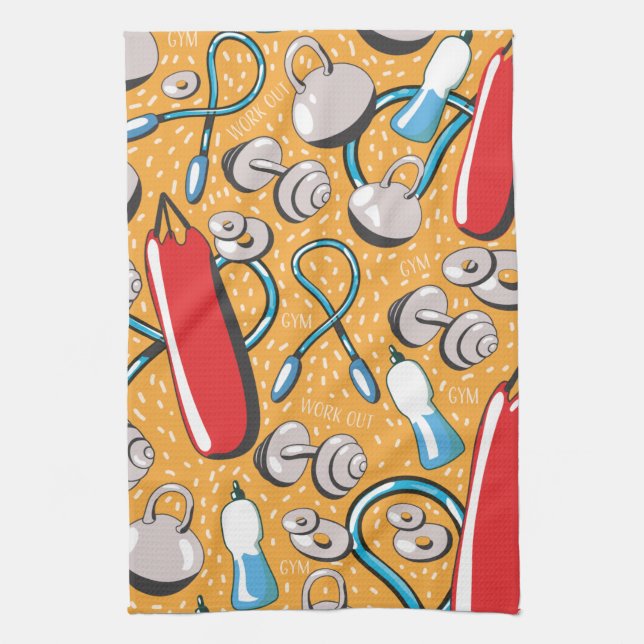 Exercise pattern tea towel (Vertical)
