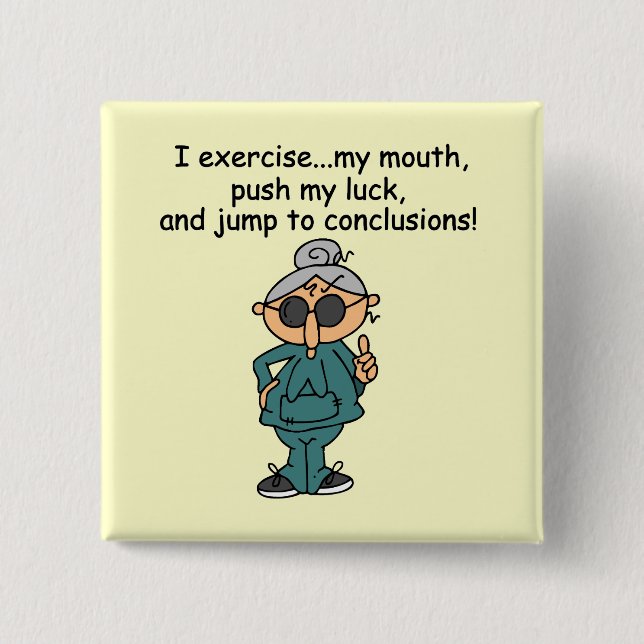 Exercise, Push, Jump Humour 15 Cm Square Badge (Front)