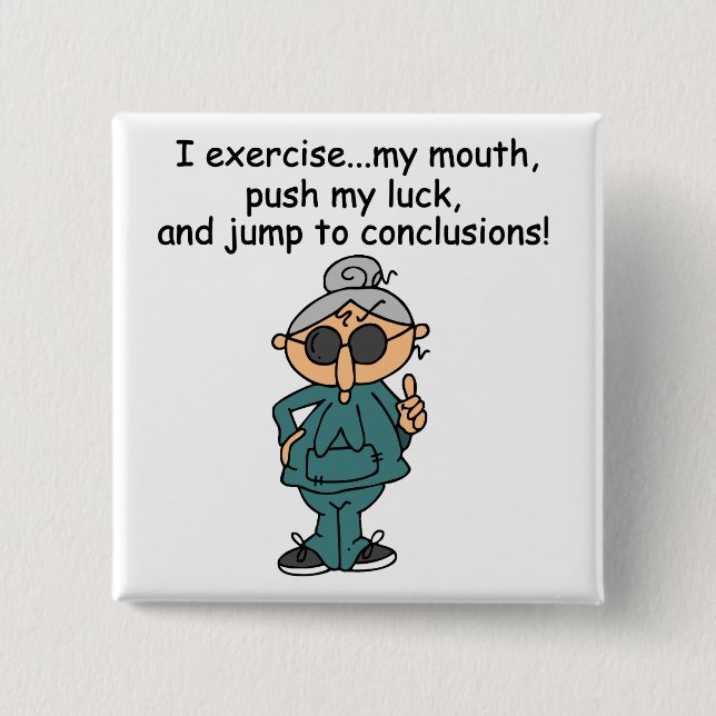 Exercise, Push, Jump Humour 15 Cm Square Badge (Front)