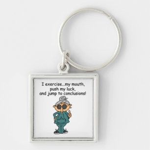 Exercise, Push, Jump Humour Key Ring