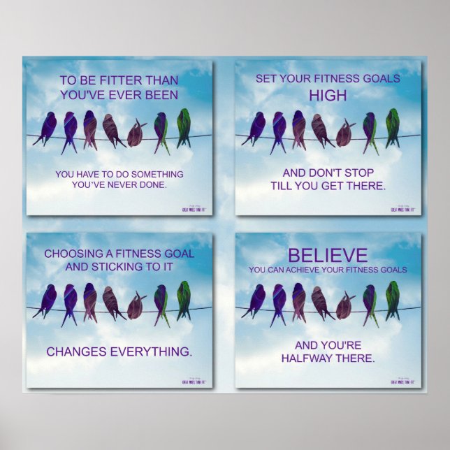 Exercise Quotes with Birds and Sky Collage 2 Poster (Front)