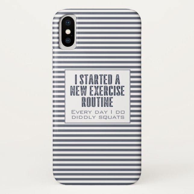 Exercise Routine Humour Blue Striped Case-Mate iPhone Case (Back)