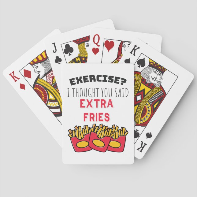 Exercise Thought Said Extra Fries Exercising Gym Playing Cards (Back)