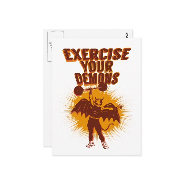 Exercise Your Demons Vertical Postcard (Front/Back In Situ)