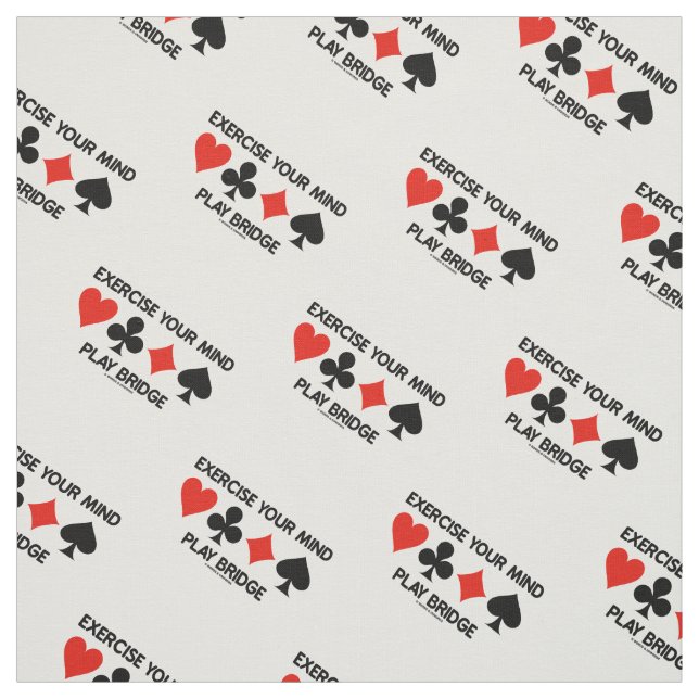 Exercise Your Mind Play Bridge Four Card Suits Fabric (Swatch)