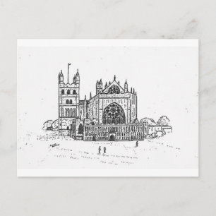Exeter Cathedral black white postcard, customise Postcard