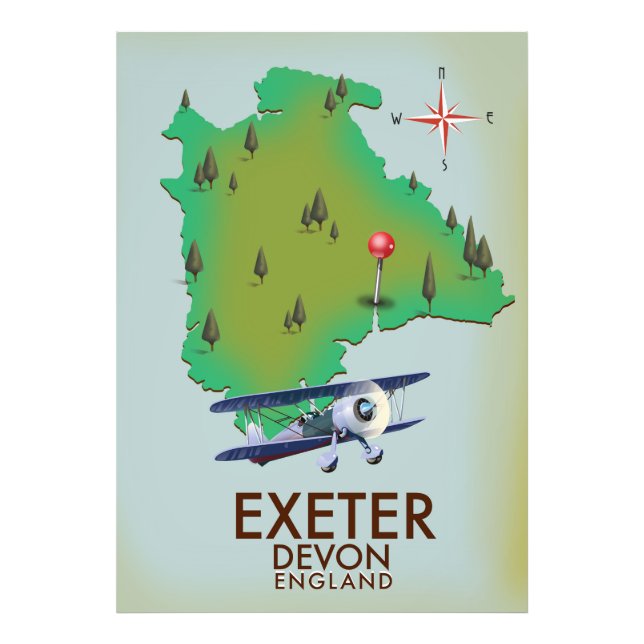 Exeter Devon vintage travel poster (Front)