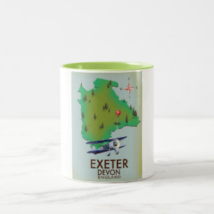 Exeter Devon vintage travel poster Two-Tone Coffee Mug