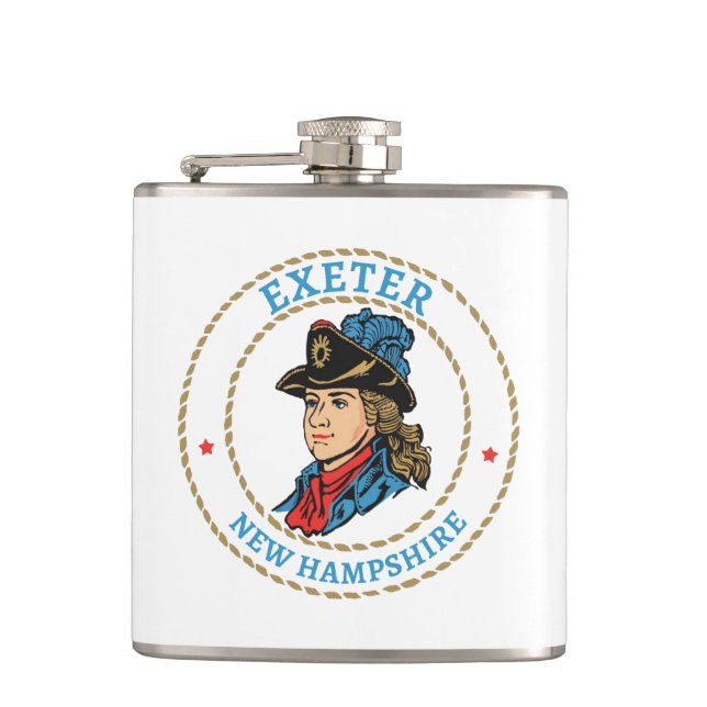 Exeter New Hampshire Colonial Hip Flask (Front)