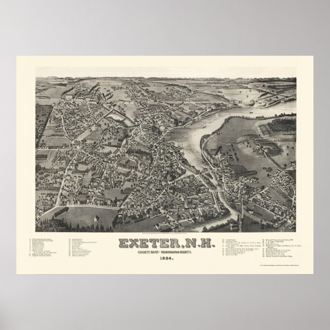 Exeter, NH Panoramic Map - 1884 Poster (Front)