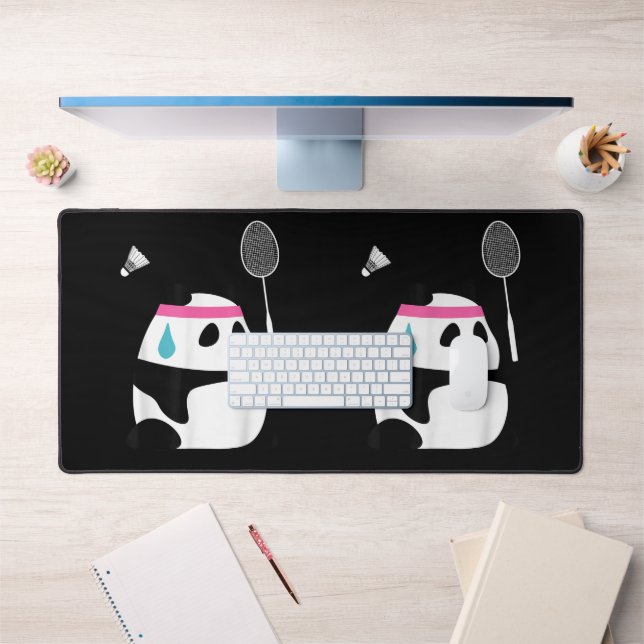 Exhausted badminton panda funny cute desk mat (Office 1)