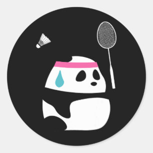 Exhausted Badminton Panda - Funny Cute Shuttle Ani Classic Round Sticker