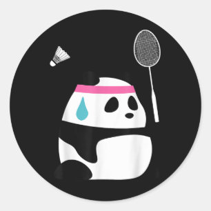 Exhausted Badminton Panda - Funny Cute Shuttle Ani Classic Round Sticker